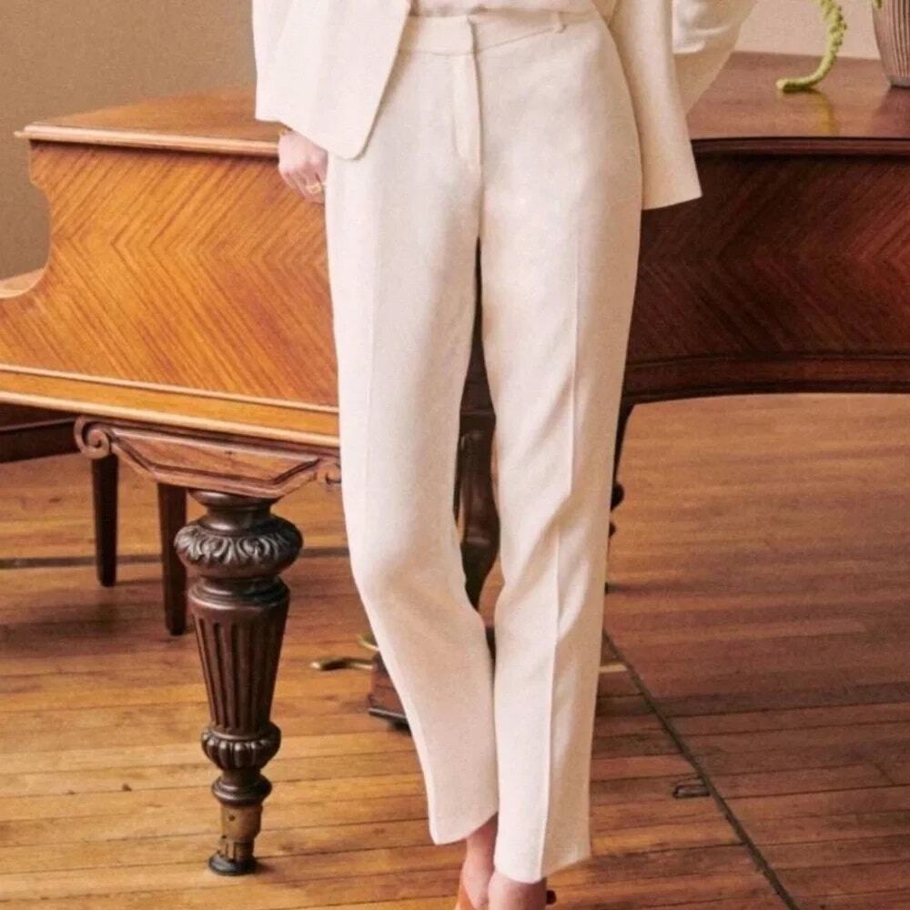 Sezane Gustavo Trouser Rosy Beige Blush Slim Straight Tailored SZ 2 US
